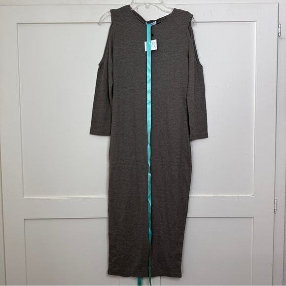 NWT Mistress Rocks Too Hot Taupe old Shoulder Dress Medium - Picture 2 of 7